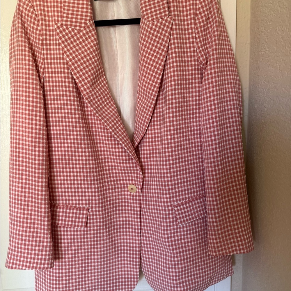 Zara Pink Gingham Blazer, size L
